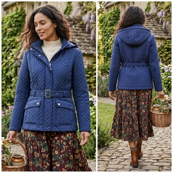 Tommy Hilfiger Jackets & Blazers - Tommy Hilfiger L Old Money English Cottagecore Equestrian Diamond Quilted Coat